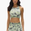 Bralette in nylon con stampa mimetica dipinta