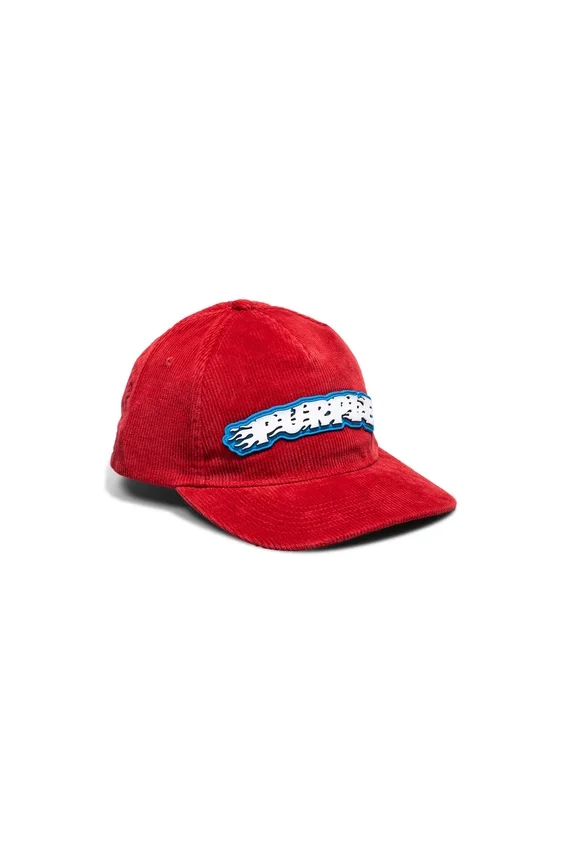Cappellino in velluto a coste con logo Purple Flames