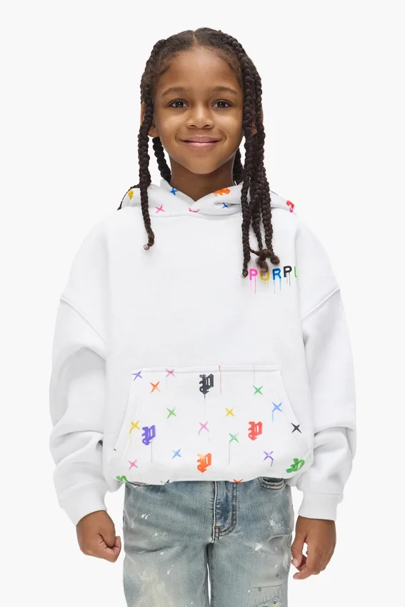 Felpa con cappuccio per bambini con monogramma dipinto