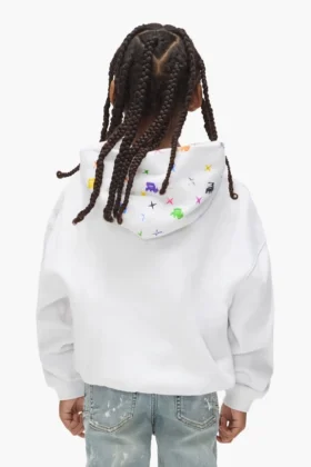 Felpa con cappuccio per bambini con monogramma dipinto