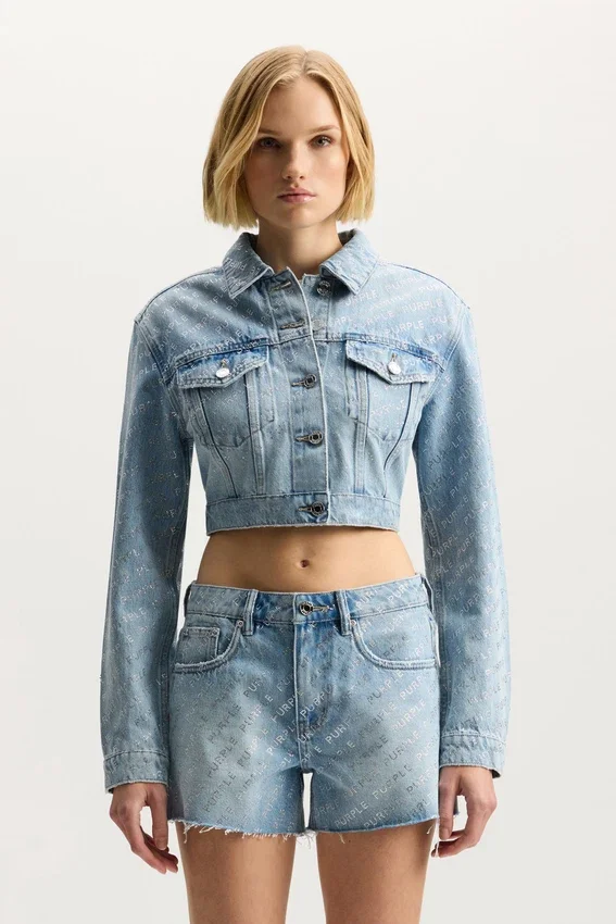 Giacca corta con logo bling