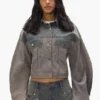 Giacca mista in Denim e pelle