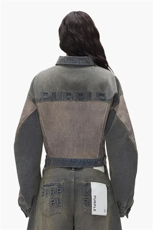 Giacca mista in Denim e pelle