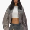 Giacca mista in Denim e pelle