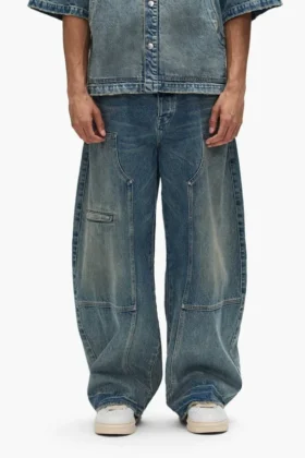Jeans a zampa d’elefante in stile workwear