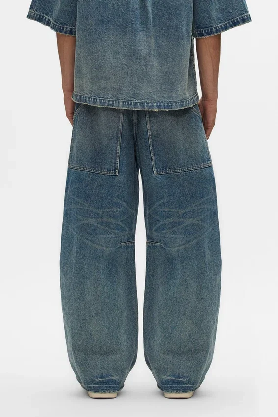 Jeans a zampa d’elefante in stile workwear