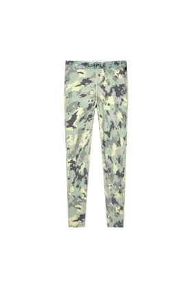 Leggings in nylon con stampa mimetica dipinta