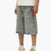 P070 Shorts con decorazioni in cristallo e perline applicate a mano