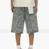 P070 Shorts con decorazioni in cristallo e perline applicate a mano