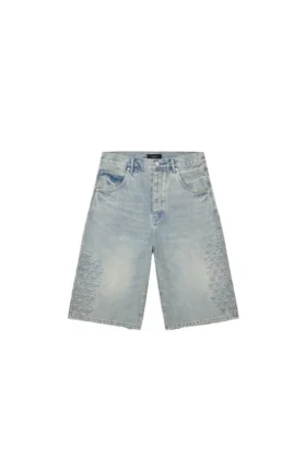 P070 Shorts con monogramma in rilievo