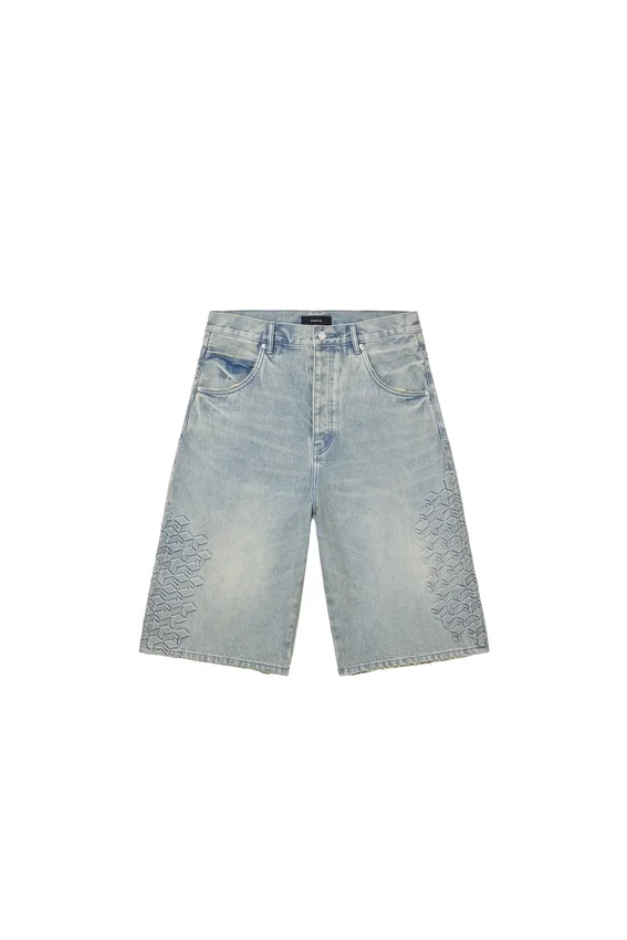 P070 Shorts con monogramma in rilievo
