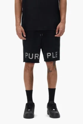Pantaloncini con scritta in cristalli