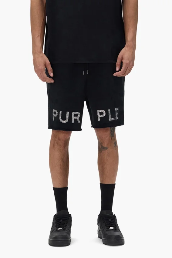 Pantaloncini con scritta in cristalli