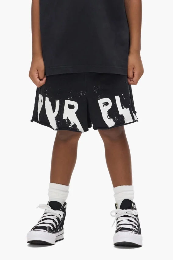 Pantaloncini da bambino con logo dipinto