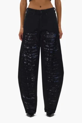 Pantaloni a zampa con paillettes
