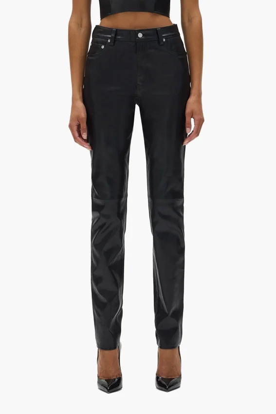 Pantaloni in pelle a 5 tasche