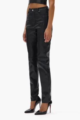 Pantaloni in pelle a 5 tasche