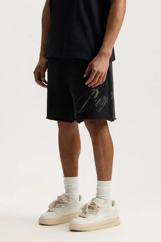 Shorts Crystal con scritta obliqua