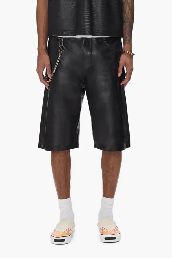 Shorts sportivi in pelle