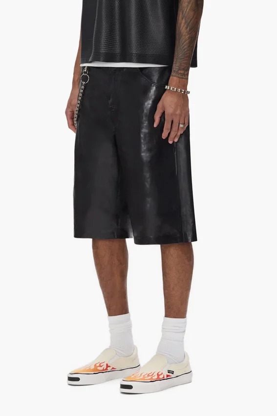 Shorts sportivi in pelle