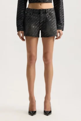Shorts tagliati con logo bling