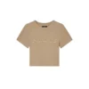 T-shirt a costine con applicazione del logo