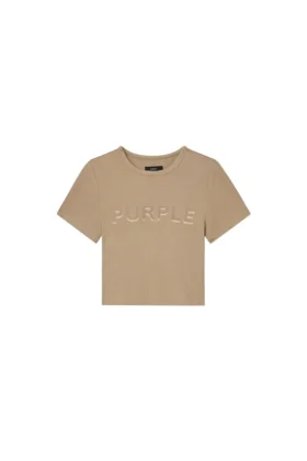 T-shirt a costine con applicazione del logo