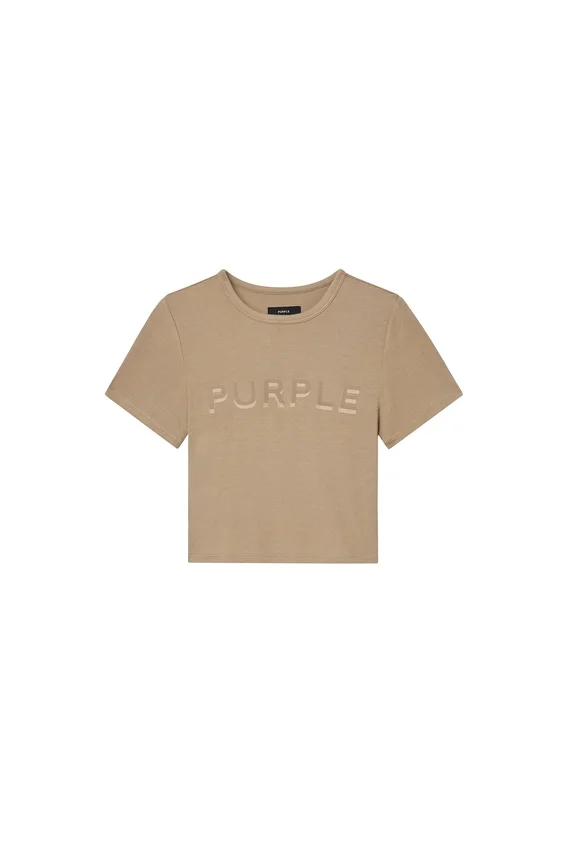 T-shirt a costine con applicazione del logo