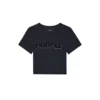 T-shirt a costine con applicazione del logo