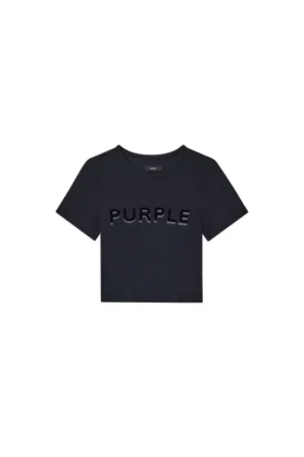 T-shirt a costine con applicazione del logo