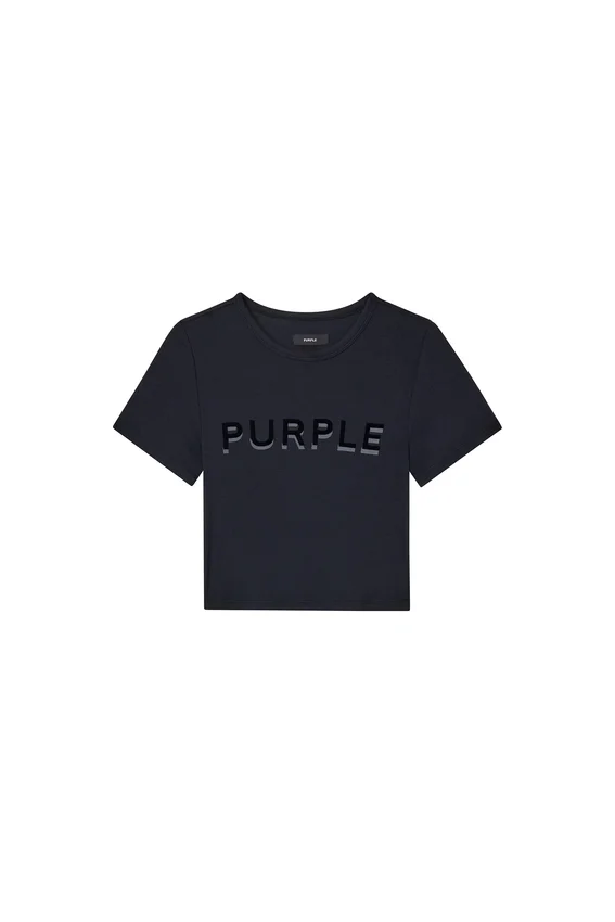 T-shirt a costine con applicazione del logo