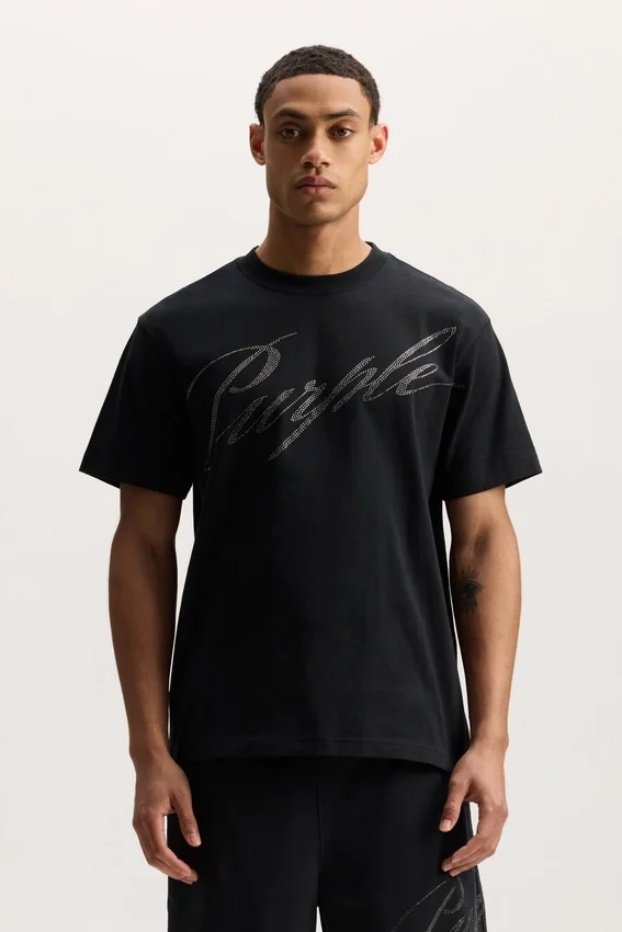 T-shirt Crystal Slanted Script
