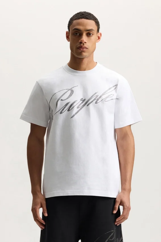 T-shirt Crystal Slanted Script