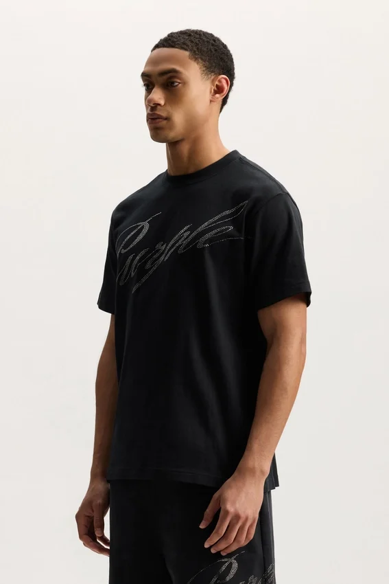 T-shirt Crystal Slanted Script