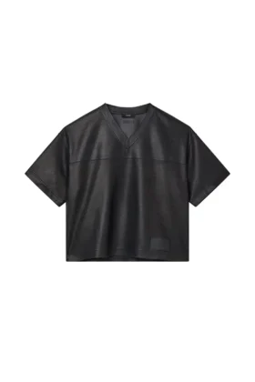 T-shirt in pelle e rete