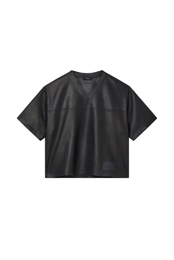 T-shirt in pelle e rete