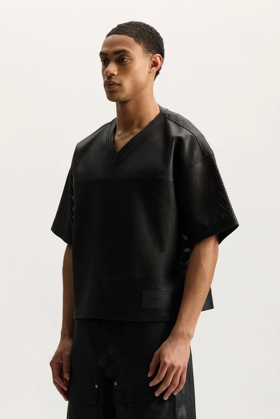 T-shirt in pelle e rete