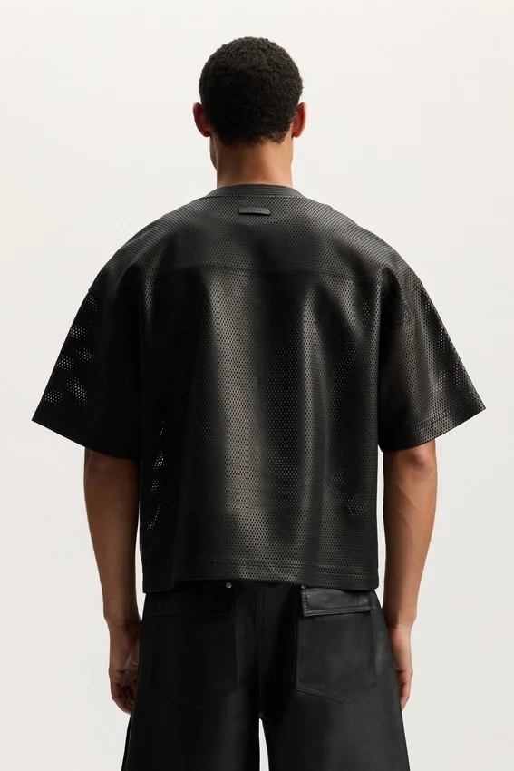 T-shirt in pelle e rete